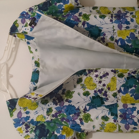 Talbots Floral Print Short Sleeve Linen Blend Sheath Dress Size 18W Blue - Picture 6 of 7